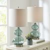 Ellipse Curved Glass Table Lamp; Set of 2