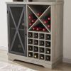 Farmhouse Wine Cabinet ; Large Capacity Kitchen Sideboard Storage Cabinet With Wine Rack And Glass Holder; Adjustable Shelf And 16 Square Compartments