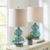 Ellipse Curved Glass Table Lamp; Set of 2