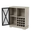 Single door wine cabinet with 16 wine storage compartments (Gray; 31.50" W*13.78" D*35.43" H)