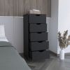 Basilea 5 Drawers Tall Dresser, Pull Out System -Black