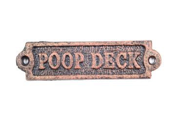 Rustic Copper Cast Iron Poop Deck Sign 6""