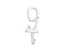 Whitewashed Cast Iron Number 9 Wall Hook 6""
