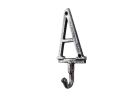 Rustic Silver Cast Iron Letter A Alphabet Wall Hook 6""
