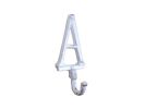 Whitewashed Cast Iron Letter A Alphabet Wall Hook 6""