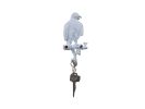 Whitewashed Cast Iron Eagle Sitting on a Tree Branch Decorative Metal Wall Hook 6.5""
