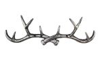Rustic Silver Cast Iron Antler Wall Hooks 15"