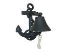 Rustic Black Cast Iron Wall Mounted Anchor Bell 8"