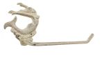 Whitewashed Cast Iron Decorative Arching Mermaid Toilet Paper Holder 11"