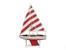 Wooden It Floats 12"" - Rustic Red Striped Floating Sailboat Model