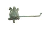 Antique Seaworn Bronze Cast Iron Decorative Turtle Toilet Paper Holder 10"