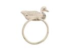 Whitewashed Cast Iron Mallard Duck Towel Holder 6.5""