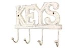 Whitewashed Cast Iron Keys Hooks 8""