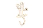 Whitewashed Cast Iron Lizard Hook 6""