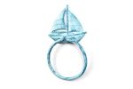 Rustic Dark Blue Whitewashed Cast Iron Sailboat Towel Holder 8""