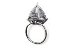 Rustic Silver Cast Iron Sailboat Towel Holder 8""