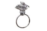 Rustic Silver Cast Iron Pelican on Post Towel Holder 8""