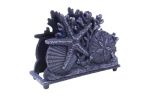 Rustic Dark Blue Cast Iron Seashell Napkin Holder 7"