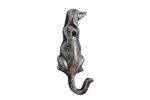 Rustic Silver Cast Iron Dog Hook 6"