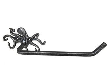 Antique Silver Cast Iron Octopus Toilet Paper Holder 11""
