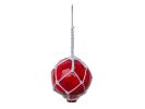 Red Japanese Glass Ball With White Netting Christmas Ornament 4"