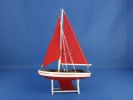 Wooden Decorative Sailboat Model Red with Red Sails 12""
