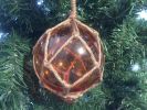 Orange Japanese Glass Ball Fishing Float Decoration Christmas Ornament 4""