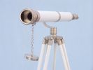 Floor Standing Brushed Nickel With White Leather Galileo Telescope 65""