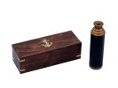 Deluxe Class Antique Brass Captains Spyglass Telescope with Leather 15"" and Rosewood Box
