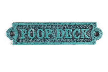 Seaworn Blue Cast Iron Poop Deck Sign 6""