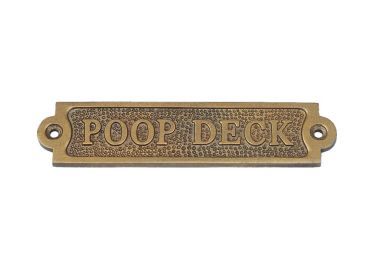 Antique Brass Poop Deck Sign 6"