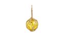 Yellow Japanese Glass Ball Fishing Float With Brown Netting Decoration 3""