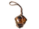 Amber Japanese Glass Ball Fishing Float With Brown Netting Decoration 2""