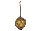 Amber Japanese Glass Ball Fishing Float With Brown Netting Decoration 3""