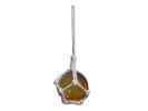 Amber Japanese Glass Ball With White Netting Christmas Ornament 2""