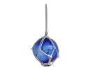 Blue Japanese Glass Ball Fishing Float With White Netting Decoration 3""