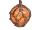 Orange Japanese Glass Ball Fishing Float With Brown Netting Decoration 3""