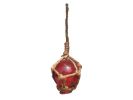 Red Japanese Glass Ball With Brown Netting Christmas Ornament 2""