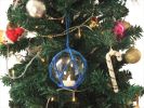 LED Lighted Clear Japanese Glass Ball Fishing Float with Blue Netting Christmas Tree Ornament 4""