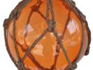 Orange Japanese Glass Ball Fishing Float With Brown Netting Decoration 6""