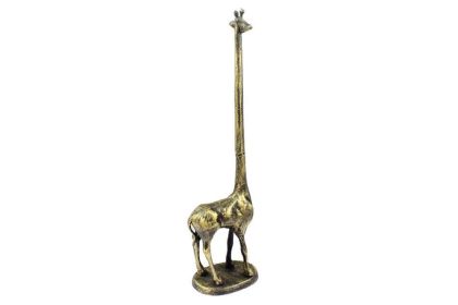 Rustic Gold Cast Iron Giraffe Extra Toilet Paper Stand 19"