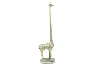 Antique Seaworn Bronze Cast Iron Giraffe Extra Toilet Paper Stand 19"