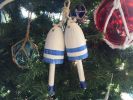 Wooden Vintage Dark Blue Maine Decorative Lobster Trap Buoys Christmas Ornament 7"