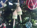 Wooden Vintage Light Green Decorative Maine Lobster Trap Buoys Christmas Ornament 7"