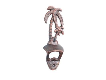 Rustic Copper Cast Iron Wall Mounted Palmtree Bottle Opener 6"