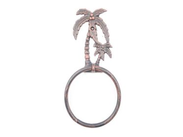 Rustic Copper Cast Iron Palm Tree Towel Holder 9"