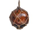 Amber Japanese Glass Ball Fishing Float With Brown Netting Decoration 12""