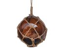 Amber Japanese Glass Ball Fishing Float With Brown Netting Decoration 12""