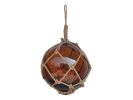 Amber Japanese Glass Ball Fishing Float With Brown Netting Decoration 12""