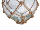 Clear Japanese Glass Ball Fishing Float With Brown Netting Decoration 12""